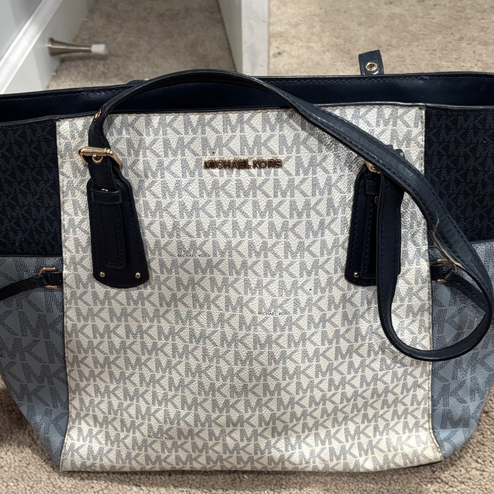 Michael Kors Blue and Cream Signature Tote